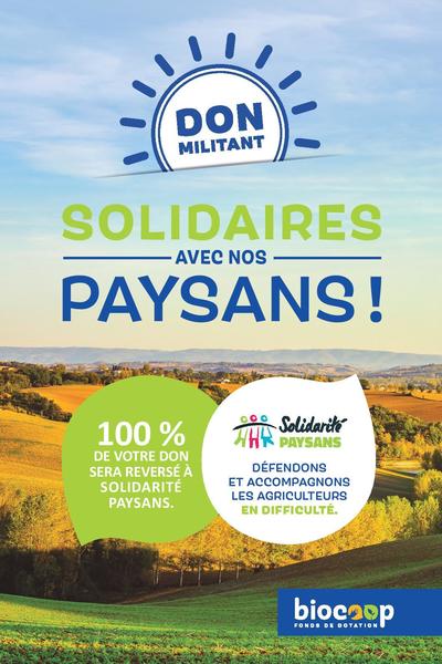 Don militant 2019 : l'arrondi en caisse au profit de "Solidarité Paysans"